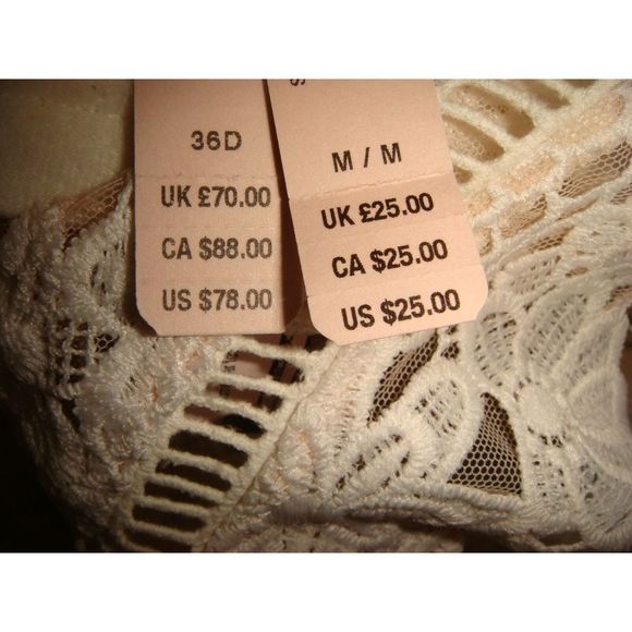 Victoria's Secret 32C,34C,36C,36D CORSET+thong Beige White embroidered BRIDAL - Picture 5 of 5